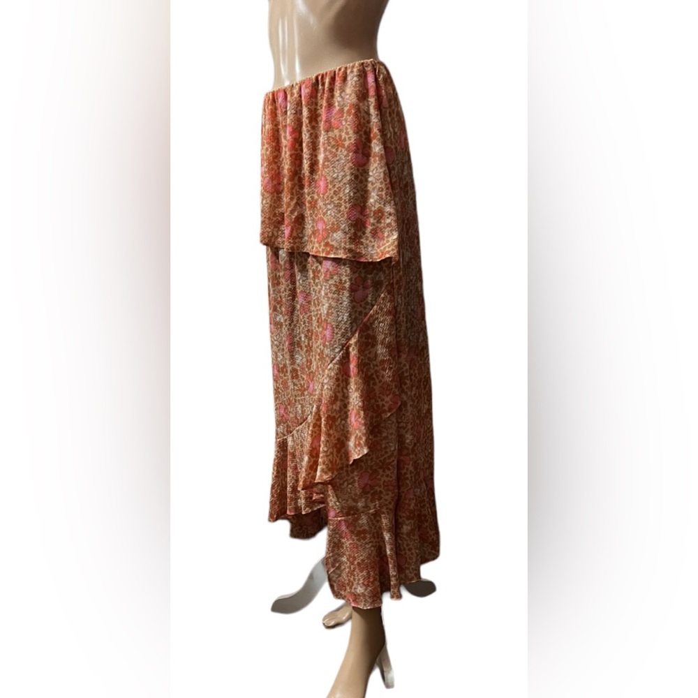 NWOT Free People Intimately Romance Me Beige Tan Orange Floral Maxi Skirt XS - Picture 6 of 13